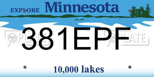 381EPF Minnesota License Plate