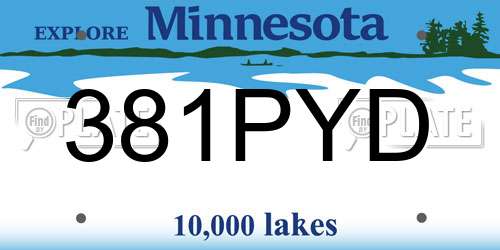 381PYD Minnesota License Plate