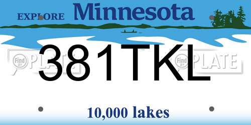 381TKL Minnesota License Plate