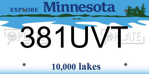 381UVT Minnesota License Plate