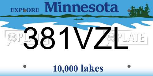 381VZL Minnesota License Plate