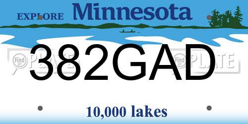 382GAD Minnesota License Plate