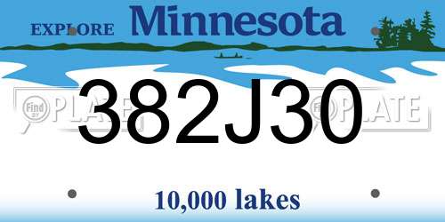 382J30 Minnesota License Plate