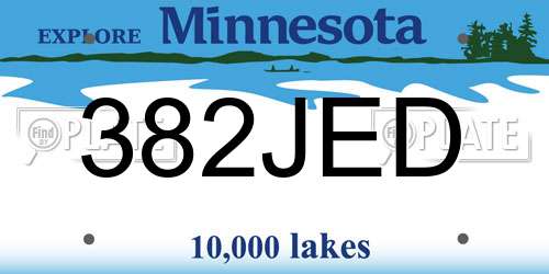 382JED Minnesota License Plate