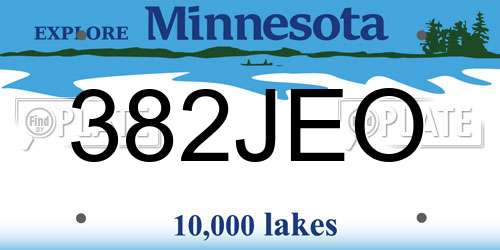 382JEO Minnesota License Plate