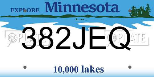 382JEQ Minnesota License Plate