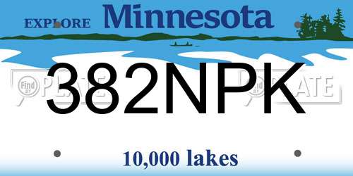 382NPK Minnesota License Plate