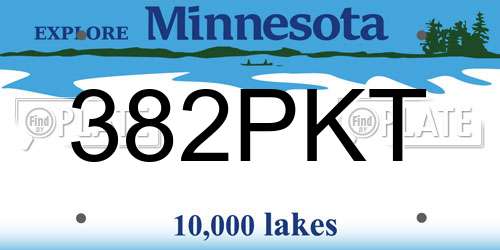 382PKT Minnesota License Plate