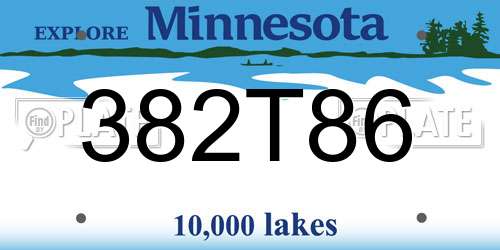 382T86 Minnesota License Plate