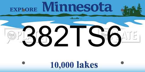 382TS6 Minnesota License Plate