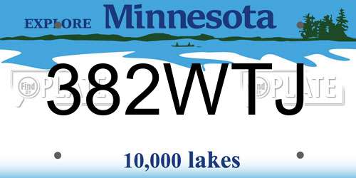 382WTJ Minnesota License Plate