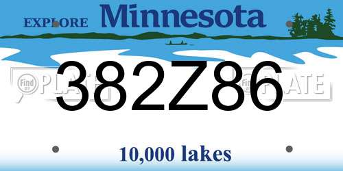 382Z86 Minnesota License Plate