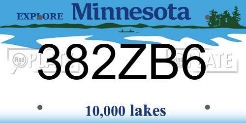 382ZB6 Minnesota License Plate