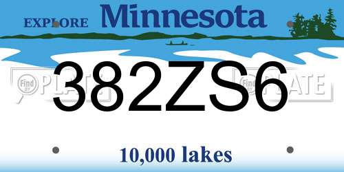 382ZS6 Minnesota License Plate