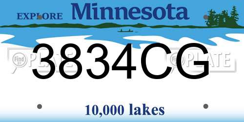 3834CG Minnesota License Plate