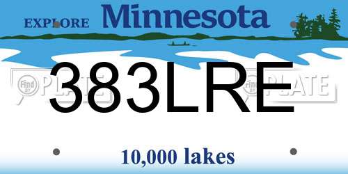 383LRE Minnesota License Plate