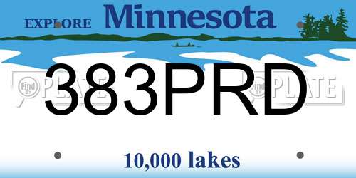 383PRD Minnesota License Plate