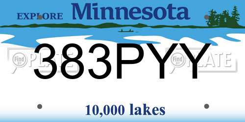383PYY Minnesota License Plate