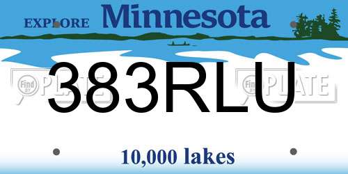 383RLU Minnesota License Plate