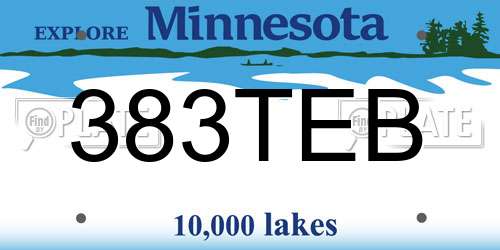 383TEB Minnesota License Plate