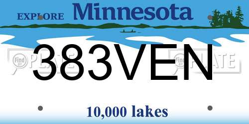 383VEN Minnesota License Plate