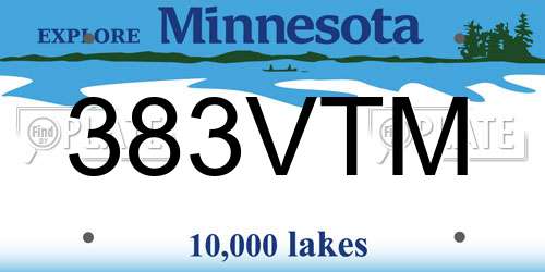 383VTM Minnesota License Plate