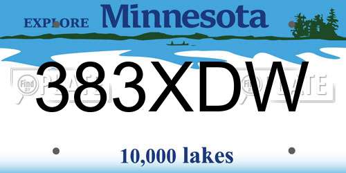 383XDW Minnesota License Plate
