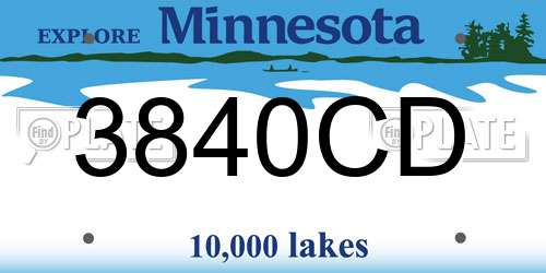 3840CD Minnesota License Plate