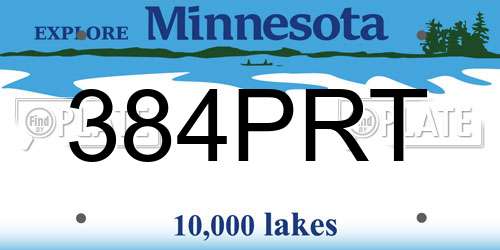 384PRT Minnesota License Plate