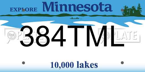 384TML Minnesota License Plate