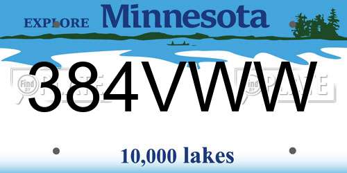 384VWW Minnesota License Plate