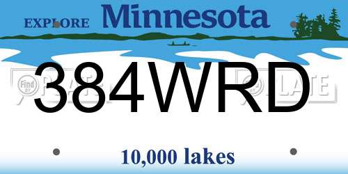 384WRD Minnesota License Plate