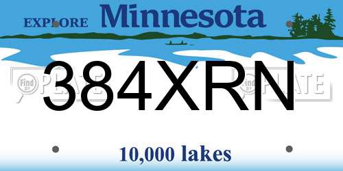 384XRN Minnesota License Plate