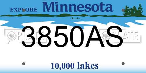 3850AS Minnesota License Plate