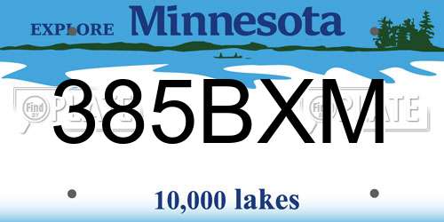385BXM Minnesota License Plate