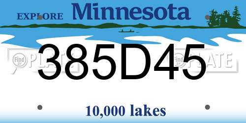 385D45 Minnesota License Plate