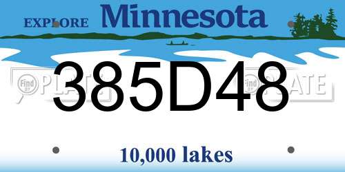 385D48 Minnesota License Plate