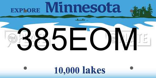 385EOM Minnesota License Plate