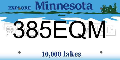 385EQM Minnesota License Plate