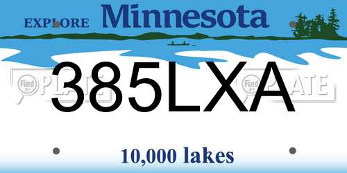 385LXA Minnesota License Plate
