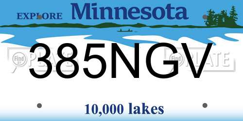 385NGV Minnesota License Plate