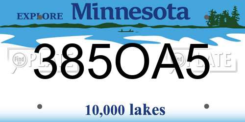 385OA5 Minnesota License Plate