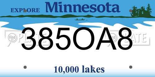 385OA8 Minnesota License Plate