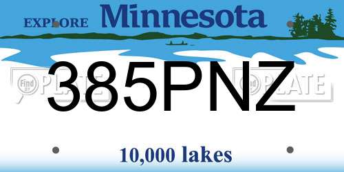 385PNZ Minnesota License Plate