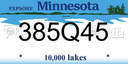 385Q45 Minnesota License Plate