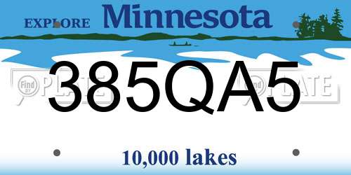 385QA5 Minnesota License Plate