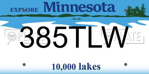 385TLW Minnesota License Plate