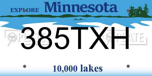 385TXH Minnesota License Plate