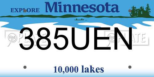 385UEN Minnesota License Plate