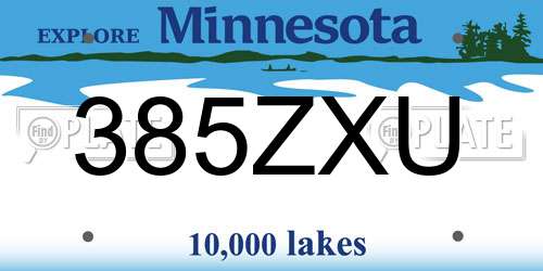 385ZXU Minnesota License Plate